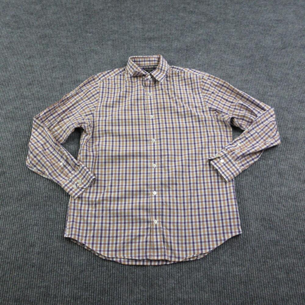 Banana Republic Dress Shirt Mens L 16-16 1/2 34/35 Multicolor Plaid Slim Fit